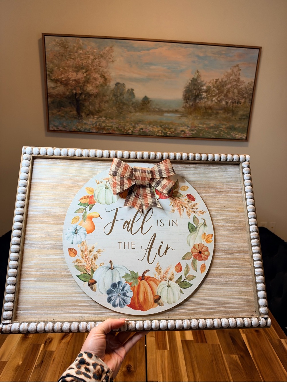 Handmade Fall Is in the Air Pumpkin Wood Sign Farmhouse Autumn Decor 🍂
